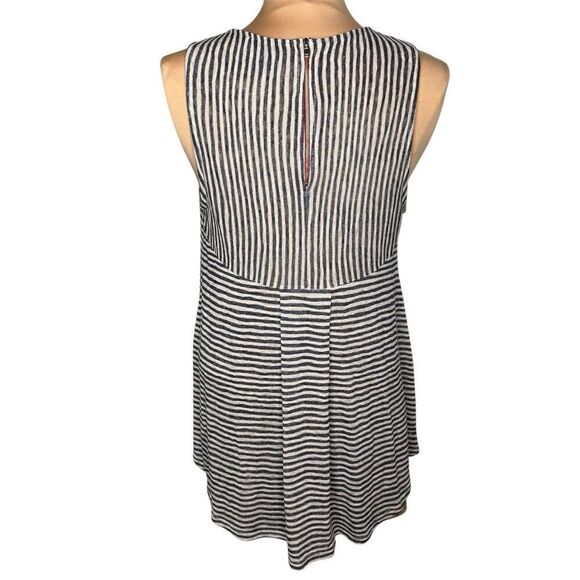 Anthropology W5 Sz L Striped Sleeveless Tank Top Blue Zip Back Knit Hi-Low Tunic - Picture 3 of 13